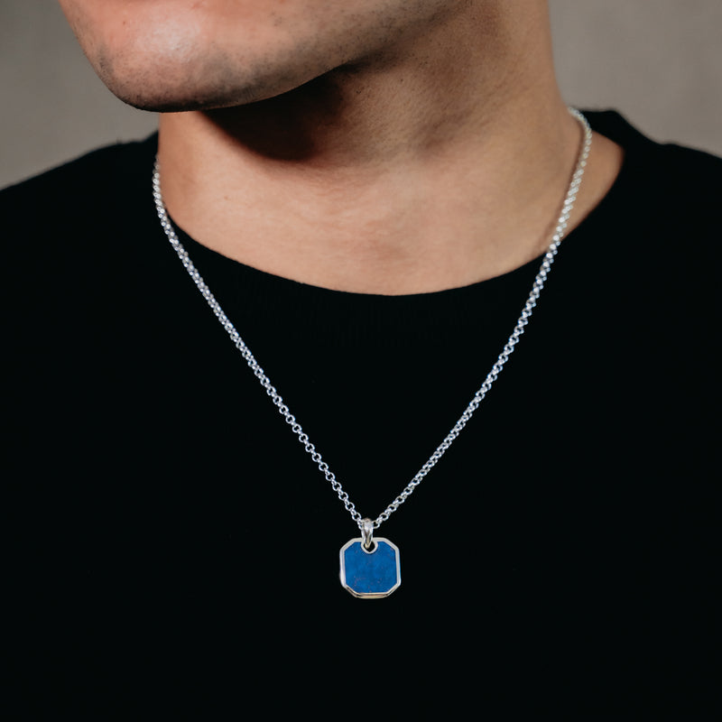 Blue Lapis Square Pendant (Silver)