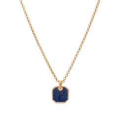 Blue Lapis Square Pendant (Gold)