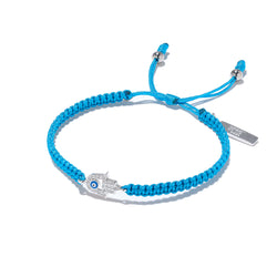 Neon Blue Evil Eye Hamsa Bracelet
