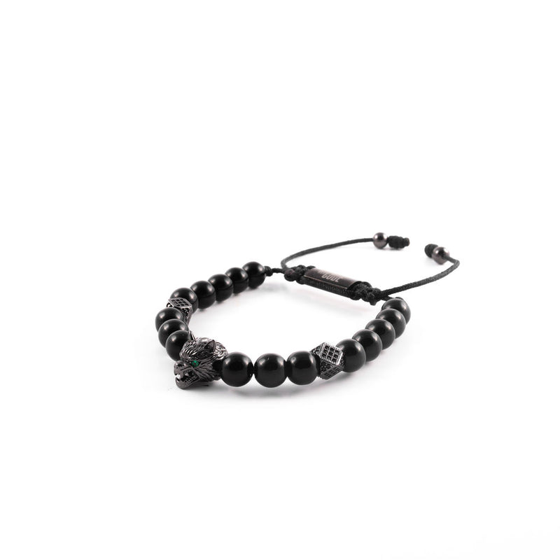Black Onyx Wolf Bracelet