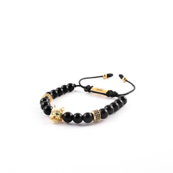 Black Onyx Gold Wolf Bracelet